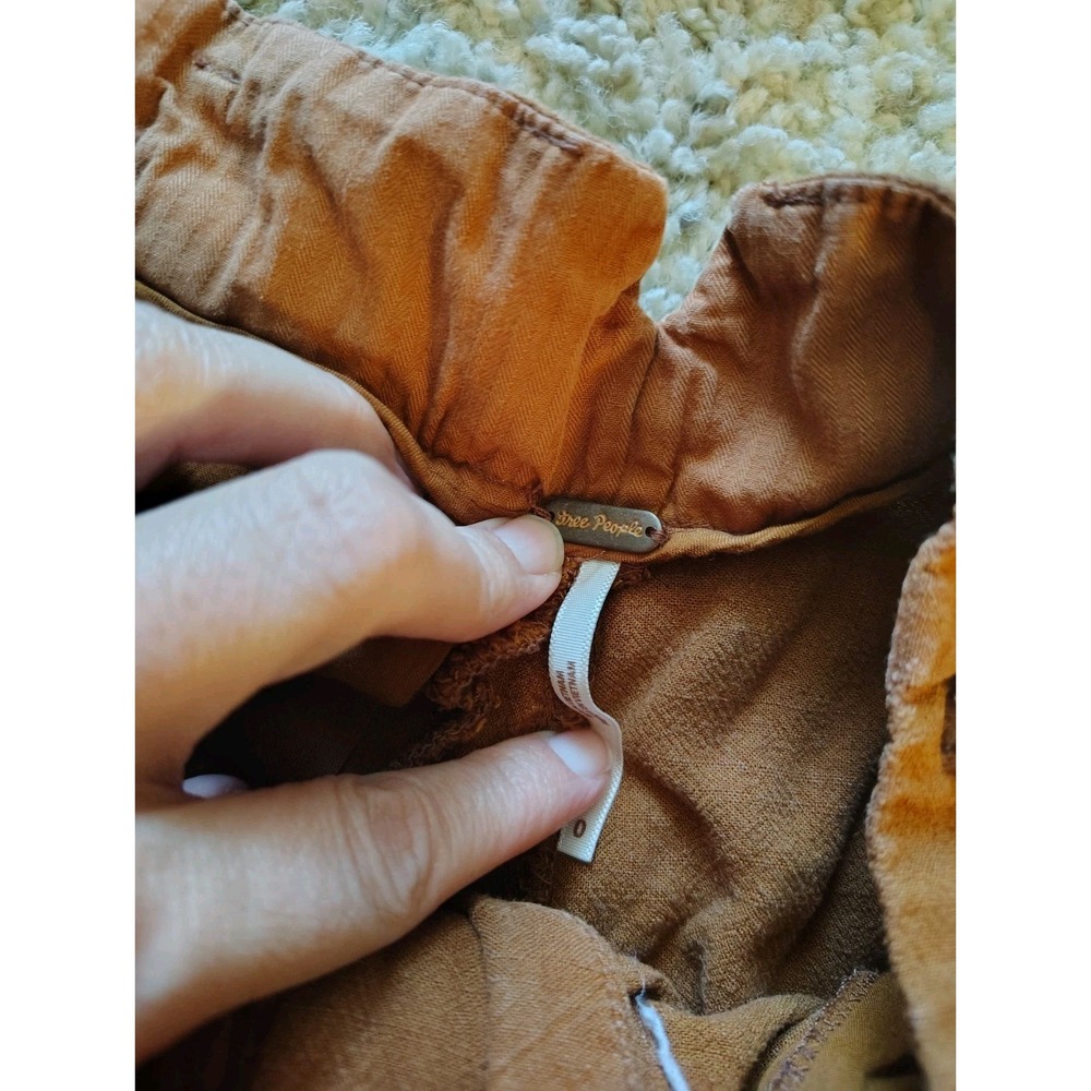 Free People Lotta Love Linen Trousers Terracotta Pleated Wide Leg Size 0 Brown - Picture 3 of 7